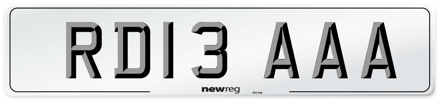 RD13 AAA Number Plate from New Reg